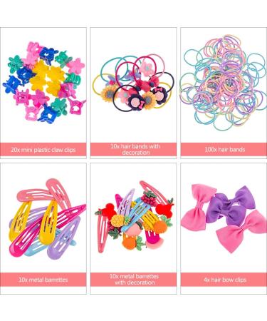 154pcs Girls Hair Accessories Set - Clips, Ties, Barrettes, Bows for Baby & Little Girls - Set 1 - Buy Online on GoSupps.com