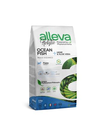 ALLEVA - Fish Croquettes + Hemp Seeds & Aloe Vera Holistic - Puppy Food - Medium - 2kg Bag of Croquettes
