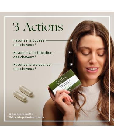 LUX OL - Growth & Fortification - Food Supplement - Rocket Field Horsetail Zinc Copper Selenium Vitamin B8 B6 - Made in France - 1 Month Hair Program - 30 Capsules - Buy Online on GoSupps.com