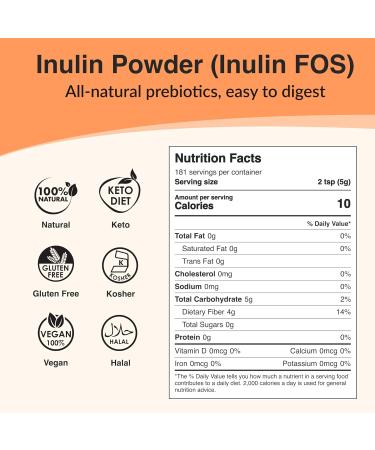 NAMANNA Pure Inulin FOS Powder Natural Prebiotic and Soluble Fiber from Chicory Root romotes Beneficial Bacteria Vegan - 32 Oz - Buy Online on GoSupps.com