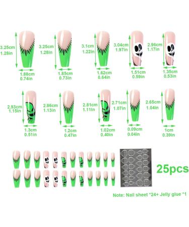 Halloween Press on Nails Halloween Press on Nails Medium Horror Ghost and Skull Halloween Fake Nails 24PCS Coffin French Tip False Nails with Gel Glue - Buy Online on GoSupps.com