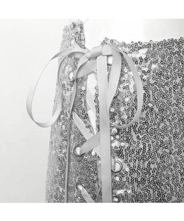 Buy Duohropke Women s Metallic Hotpants - Sequin Glitter High Waist Shorts for Dance Sport Disco & Carnival | Silver L02 - Buy Online on GoSupps.com