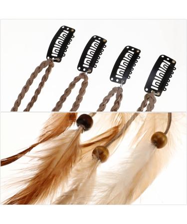 MWOOT 4Pcs Bohemian Feather Hair Clips - Indian Tassel & Beads Headdress for Halloween Party Decoration - Buy Online on GoSupps.com