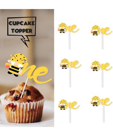 18pcs Honey Bee One Dessert Cupcake Topper Bumble Bee Garden Theme Decor Supplies Baby Shower Gender Reveal Announcement Happy Birthday Party Decorations Gold Glitter - Buy Online on GoSupps.com