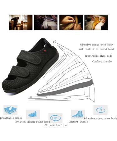 Women s Plus Size Adjustable Diabetic Sandals - Stylish Summer Slippers for Elderly | Breathable & Wide Fit Shoes for Plantar Fasciitis & Edema - Size 11 Black - Buy Online on GoSupps.com