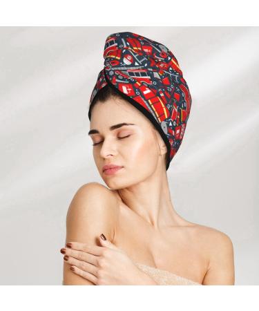Hair Towel Wrap with Button | Quick-Dry Hair Turban & Head Towel - Fire Sign Design | Perfect for Fast Drying & Travel - Buy Online on GoSupps.com