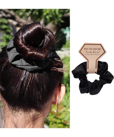 amangul Bridesmaid Hair Scrunchies Thick Updo Satins Scrunchies Bridal Shower Wedding Hair Rope Scrunchy Women Ponytail Holder(Dark Grey) - Buy Online on GoSupps.com
