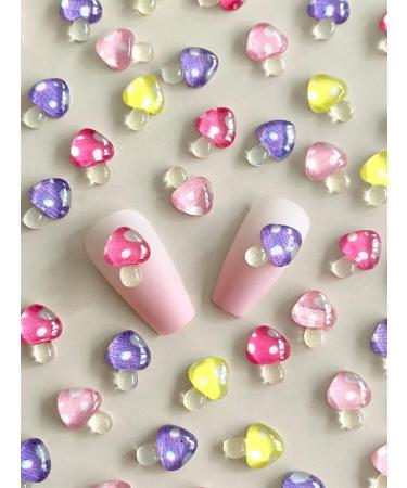 20pcs Mushroom Fruit 3D Nail Art Charms Mushroom Mini Cabochon Nail Art Fruit Decoration DIY Nail Charms Nail DIY Supplies