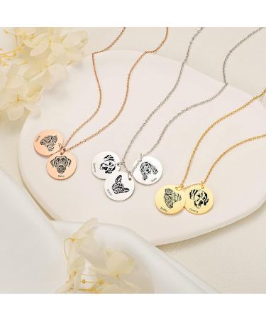 Personalized Hooami Men's Necklace with Dog & Cat Pet Pendant - Custom Rose Gold Jewelry Chain - Buy Online on GoSupps.com