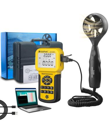 Holdpeak 826 A anemometer digital wind speed/temperature meter with data logger function / max/min/average/current yellow - Buy Online on GoSupps.com