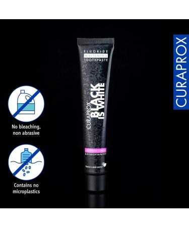 Curaprox Black is White Toothpaste - Activated Carbon Whitening for Bright Teeth | 90 ml - Buy Online on GoSupps.com