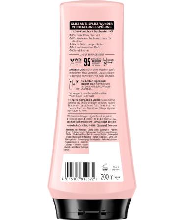 Gliss Anti-Split Ends Conditioner (200 ml) conditioner repairs damaged hair fibers for long-lasting sealing of split ends and 88% fewer split ends - Buy Online on GoSupps.com