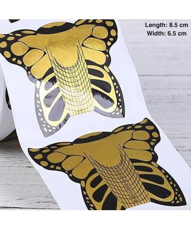 120 Self-Adhesive Nail Templates - Golden Butterfly Nail Art Forms for DIY Gel Extensions - Buy Online on GoSupps.com