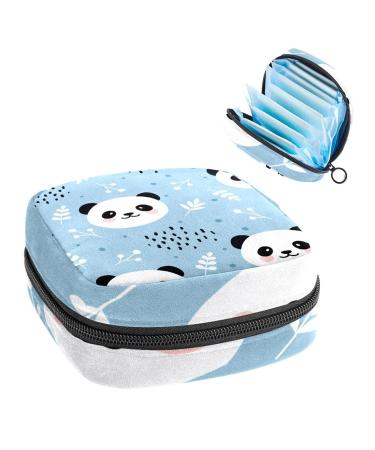 GIAPB Period Bag Sanitary Napkin Storage Bag Period Pouch Travel Makeup Bag Animal Panda Blue Pattern Color998