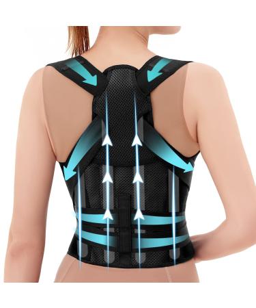 Back Brace Straightener Posture Corrector For Women And Men Adjustable Lightweight Shoulder Neck Clavicle Support For Scoliosis Hunchback Correction Spine Corrector Posture Trainer (Color : Black Black S