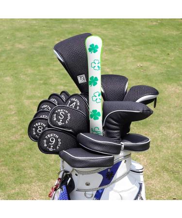 Big Teeth Lucky Clover Leather Golf Alignment Stick Cover - White - Buy Online on GoSupps.com