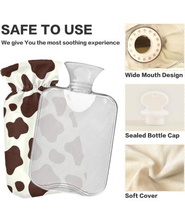Hot Water Bottles with Brown White Cow Cover 2L Pain Relief & Bed Warmer for Women & Adults - Buy Online on GoSupps.com