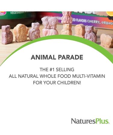 NaturesPlus Animal Parade Multivitamin Children's Gummies - 90 Count - Assorted Cherry Grape & Orange Flavors - Supports Immune System - Vegetarian Gluten Free - 30 Servings - Buy Online on GoSupps.com