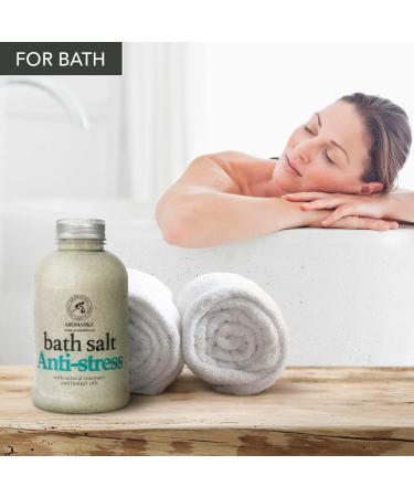 De-Stress Bath Salt 21.16 Oz with Natural Rosemary & Juniper Oils - Calming Sea Salts for Good Sleep and Relaxation - Aromatherapy Body Care - Buy Online on GoSupps.com
