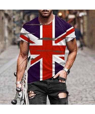 Union Jack Flag UK Great Britain Classic T-Shirt | Men Women O Neck Summer Tee (XXL, Red) - Buy Online on GoSupps.com