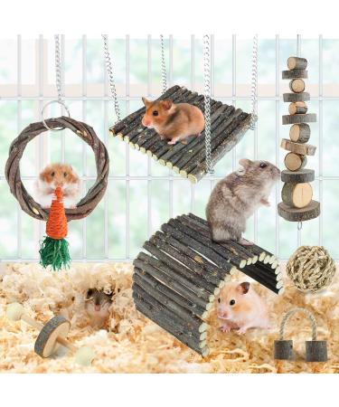 YIXUND Hamster Toys - Apple Wood Sticks Ladder Bell Roller for Small Animals - Buy Online on GoSupps.com
