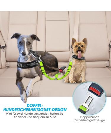 Slowton Dog Car Seat Belt - 2 in 1 Adjustable Elastic Reflective Safety Belt for Small & Medium Dogs - Durable & Comfortable Travel Solution in Lime - Buy Online on GoSupps.com