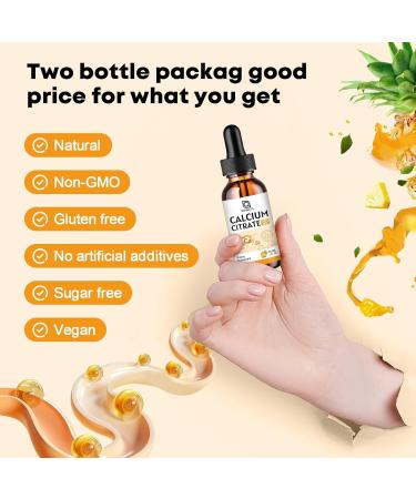 Calcium Citrate Supplement Calcium Citrate 1200mg with Vitamin D3 Drops | Highly Absorbable | Non-GMO, Gluten-Free | Bones, Teeth & Muscle Support - 1 Fl Oz (2 Pack) - Buy Online on GoSupps.com
