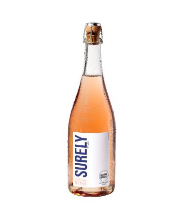 Surely Non Alcoholic Sparkling Ros, Dealcoholized California Sparkling Ros, 2g Sugar, 20 Calories, Gluten Free, 750ml (25 fl. oz) Sparkling Rose