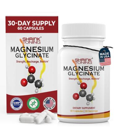 Shrink Magnesium Glycinate 1666 mg High Absorption Magnesium Supplement Supports Muscle Function 60 Capsules