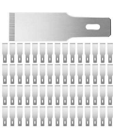 Size 18 Chiseling Blades SK5 Knife Blades No Handles Knife Square Blade Carbon Steel Chisel Tip Knife Blade with Plastic Storage Boxes for Wood Craft Carving Chiseling Shaving Cutting (60 Pack)