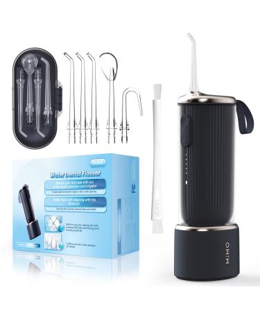 MiMO Water Dental Flosser Self-Cleaning Oral Irrigator Cordless Water flosser 5 Mode DIY 10 Level Pressure 5 Jet Tips with Cleaning Brush Deep Dental Care Elegant Design Navy Blue