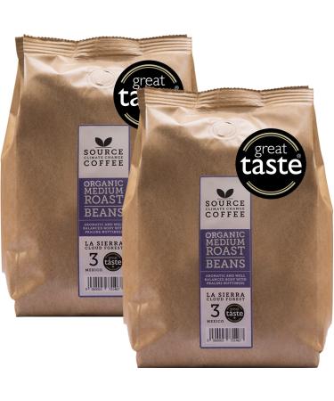Source Climate Change Whole Coffee Beans - Organic Medium Roasted Reward by Source Climate Change Caf - Unique Origin Traceable & Freshly Roasted - Aromatic Balanced Body with Praline 1kg Mexico