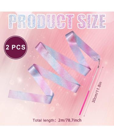 2pcs Sparkling Dance Ribbons for Gymnastics - 78.7 Inch Twirling Ribbons with Dancer Wand for Kids, Girls, Adults - Artistic Dancing Training & Party Favor - Buy Online on GoSupps.com