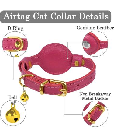 Shop Oopsdoggy Pink Leather Airtag Cat Collar with Bells | Durable GPS Pet Collar for Cats & Small Dogs - Buy Online on GoSupps.com