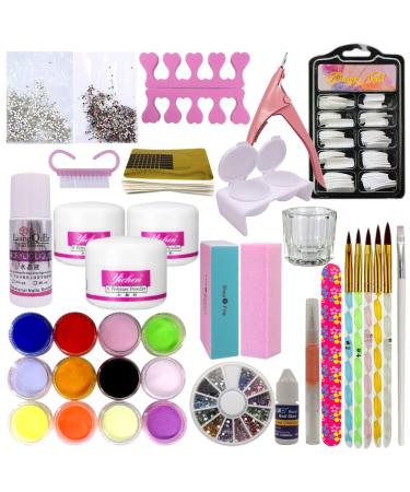 Warm Girl Acrylic Nail Kit Acrylic Powders Glitter Acrylic Liquid Nail Art Set Nail Form Nail Decorations Glue Brush Kits 2