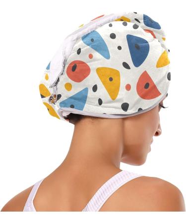 Colorful Geometric Hair Towel 2 Pack - Super Absorbent Quick Dry Turbans for Women & Girls - Buy Online on GoSupps.com