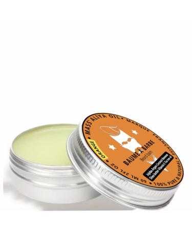 Mass Aliya Oil Baume Barbe Homme-100% pur et naturel-Soin sans rin age au karit argan jojoba coco et vitamine E. Adoucit coiffe et hydrate la barbe et la moustache. 60 ml (Orange)