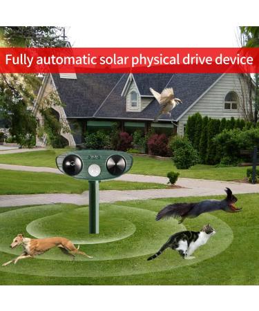 2023 Solar Ultrasonic Animal Repellent with Motion Detector - Waterproof Defender for Rat, Squirrel, Deer, Raccoon, Skunk, Rabbit, Mole, Dog, Cat - Green - Buy Online on GoSupps.com