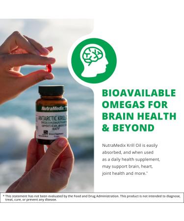 NutraMedix Antarctic Krill Oil 500mg - Fish Oil Supplement - Omega-3s (EPA & DHA) + Astaxanthin - Red Krill Supplement for Joint Immune Heart Liver & Brain Health Support (60 Softgels) - Buy Online on GoSupps.com