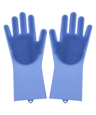 FINPAN Multi Functional Silicone Washing Gloves Kitchen Household Silicone Dishwashing Gloves Dishwashing Gloves BLUE
