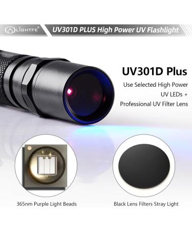 LightTFE UV301D Plus UV lamp 365NM Portable Ultraviolet Torch LED Torch Light UV Rays Waterproof IPX-8 pet Urine Detector (Batteries Included) Black Uv301d Plus (365nm) Black - Buy Online on GoSupps.com