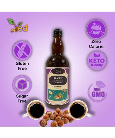 Sukra Premium 1L Syrup for Coffee & Cocktails Sugar Free Hazelnut Flavor Vegan Gluten Free and Fat Free. - Buy Online on GoSupps.com