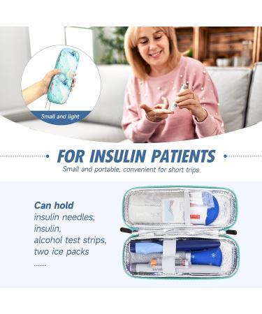 Youshares Insulin Cooling Bag | Portable TSA EVA Pack for Insulin Pens & Diabetes Accessories | Travel-Friendly Diabetic Bag with 2 Nylon Cooling Packs (Marble Green) - Buy Online on GoSupps.com