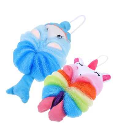 2pcs Cartoon Bath Ball Loofah Sponge Bathing Skin Scrubber Bathing Sponge Loofah Bath Pouf Mesh Body Wash Scrubber Cartoon Loofah Bath Sponges Cute or Bath Child