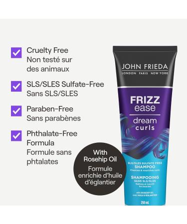 John Frieda Dream Curls Set SLS/SLES Sulfate Free Shampoo and Conditioner + Mousse frizz-defying hair care for defined and nourished curls (2x 250mL + 210 G) - Buy Online on GoSupps.com