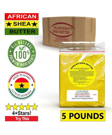 5 lb. Raw African Shea Butter Yellow Grade A 100% Pure Natural Unrefined - Ideal for Skin, Hair & Face - Moisturizing & Healing Properties - Gold/Yellow Color - Buy Online on GoSupps.com