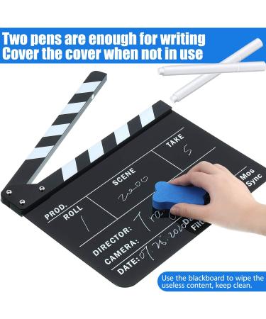 Acrylic Film Clapboard Set with Pens and Eraser - 12 x 9.5 Inches Studio Video Slate for Movie Directors and Scene Shot Supplies - Buy Online on GoSupps.com