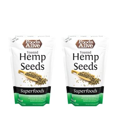 Foods Alive Toasted Hemp Seeds With Salt/Organic Hemp Seeds, Plant-Based Superfood Protein Containing Omega-3's, Vegan, Keto Friendly, Non-GMO, and Gluten Free, 12oz (2-Pack)