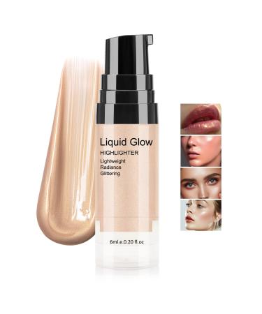 Boobeen Liquid Highlighter - Shine Shimmer Makeup Bronzer Smooth Glow Illuminator Drops Liquid Highlighter Nude Glow Glitter Illuminizing Contour for Face & Body  for Radiant Skin Champagne