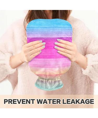 NAANLE 2L Blue Pink Wood Heat Bottle - Transparent Hot Water Bottle with Cover for Bed Hand & Feet Warmer Pain Relief & Heat Therapy - Buy Online on GoSupps.com